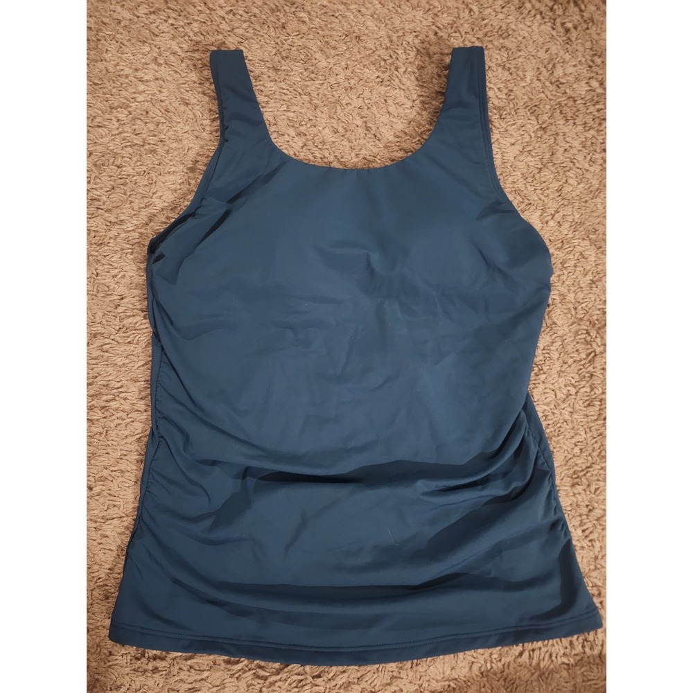 Yonique Blue Tankini Top Only Size small NWT Polyester, Nylon & Spandex
